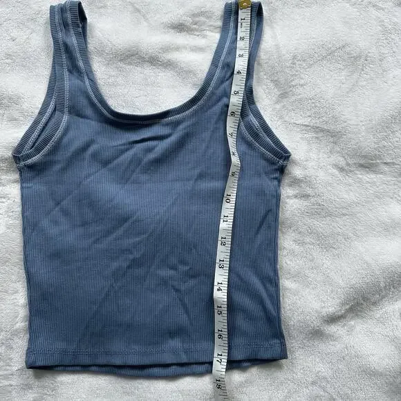 Lot (3) Wild Fable Womens XS Crop Tank Top Slate Blue Sleeveless Scoop Neck NEW - Picture 6 of 9